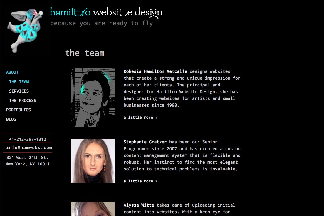 web re-design for a web design company - team page