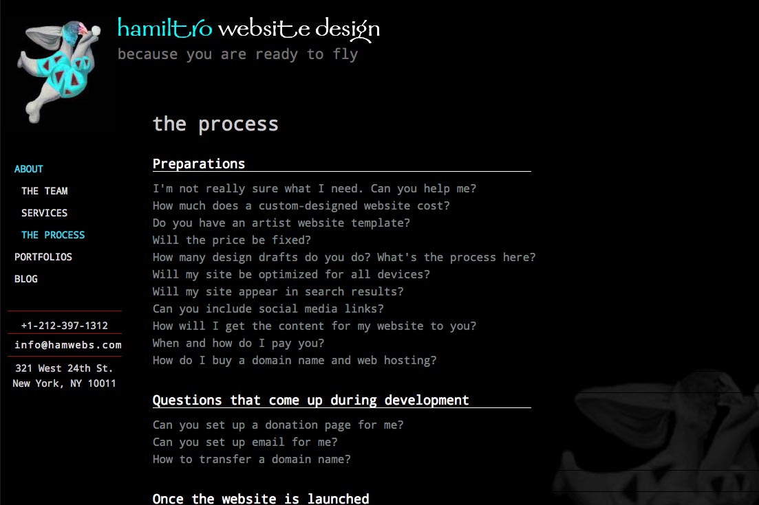 web re-design for a web design company - the process page