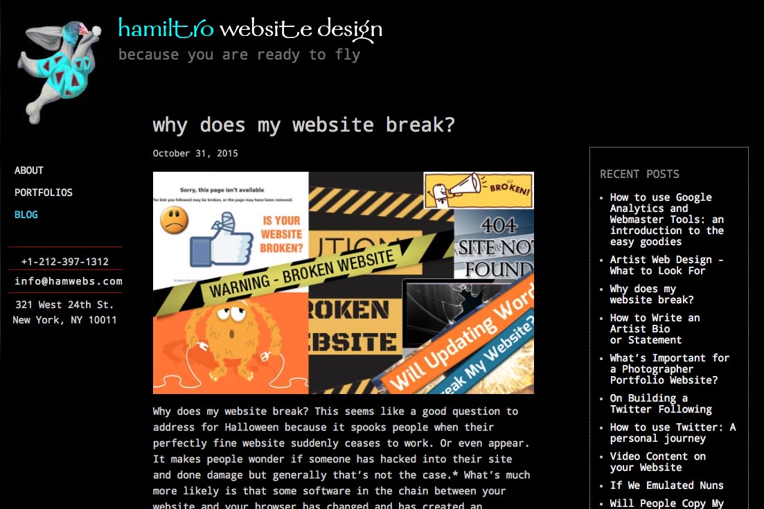 web re-design for a web design company - blog single article page