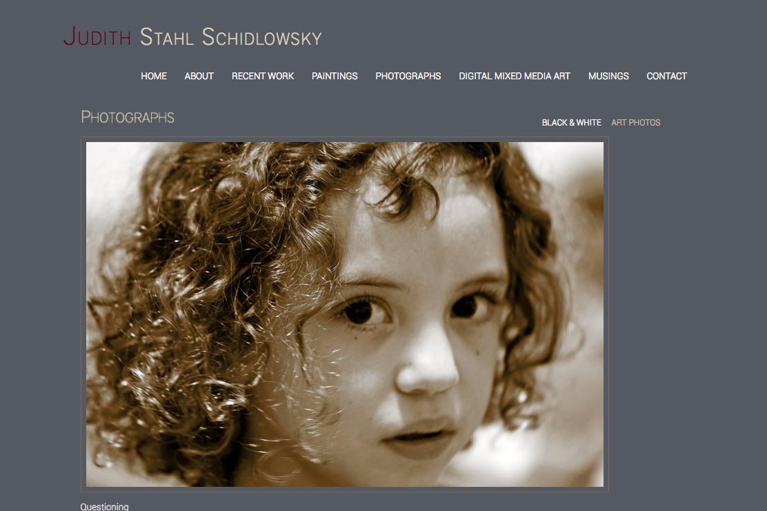 web design for a photographer and painter - monochrome photographs single artwork page