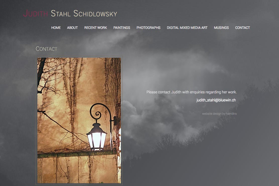 web design for a photographer and painter - contact page