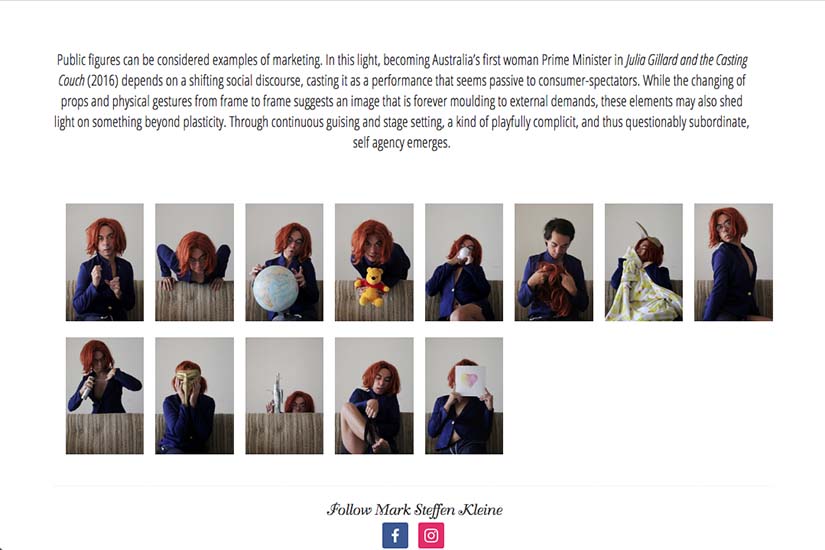 web design for an Australian performance artist - julia gillard speech project