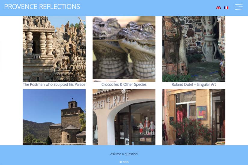 web design for a Provence travel blog - homepage thumbnails