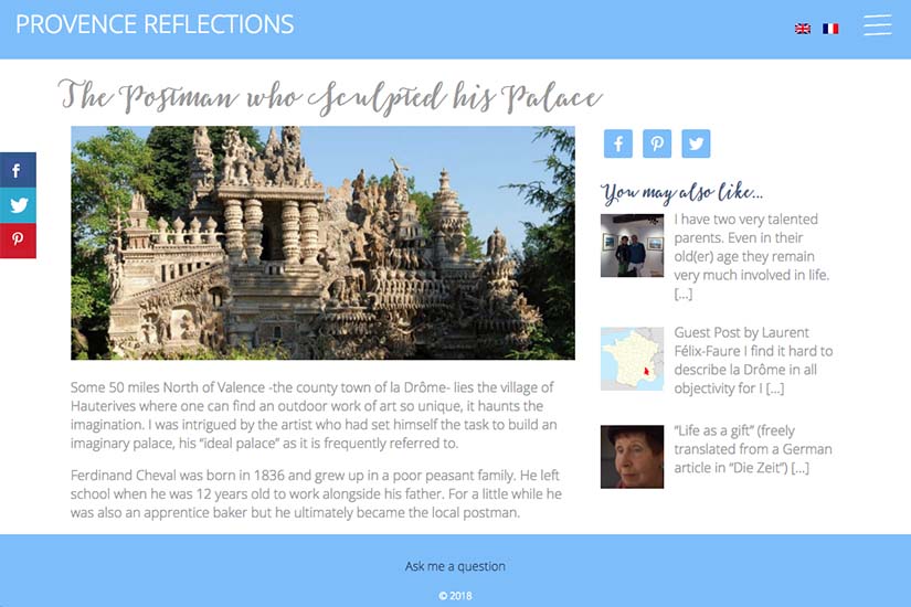 web design for a Provence travel blog - example post