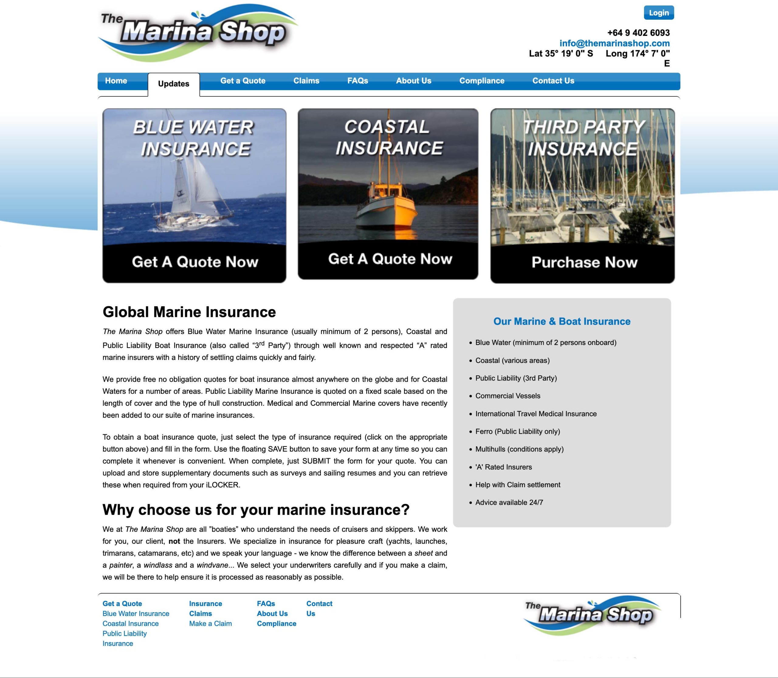 website design for a marine insurance business