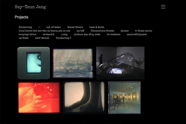 web design for sculptor and installation artist - projects page