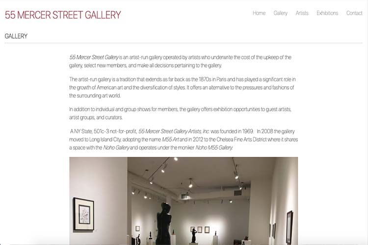 web design for an art gallery in New York - gallery page