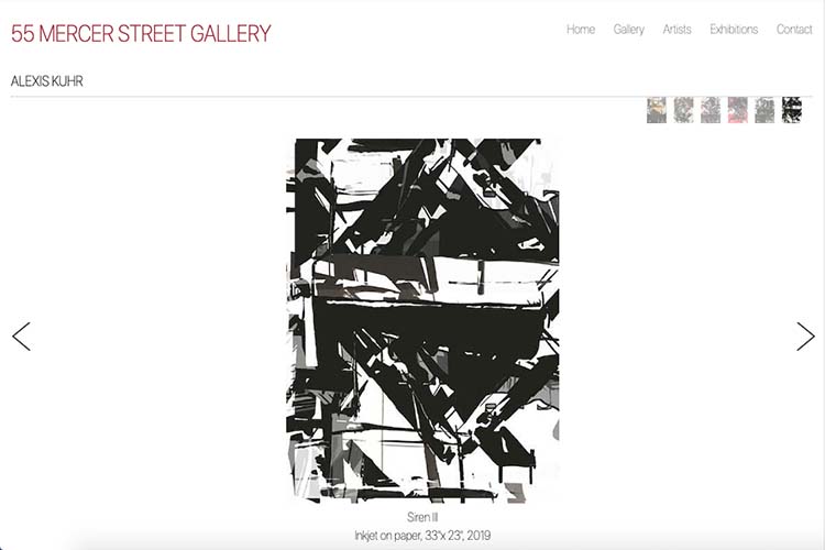 web design for an art gallery in New York - artist page