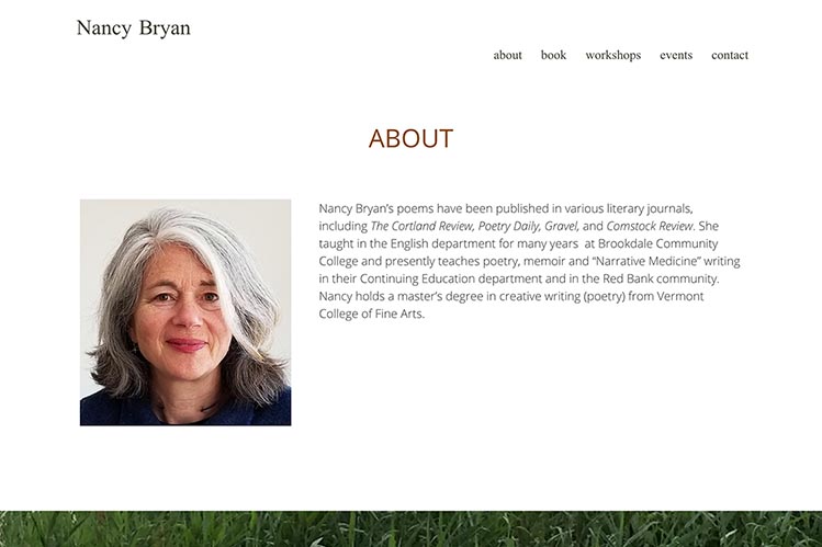 web design for a writer and teacher - bio page