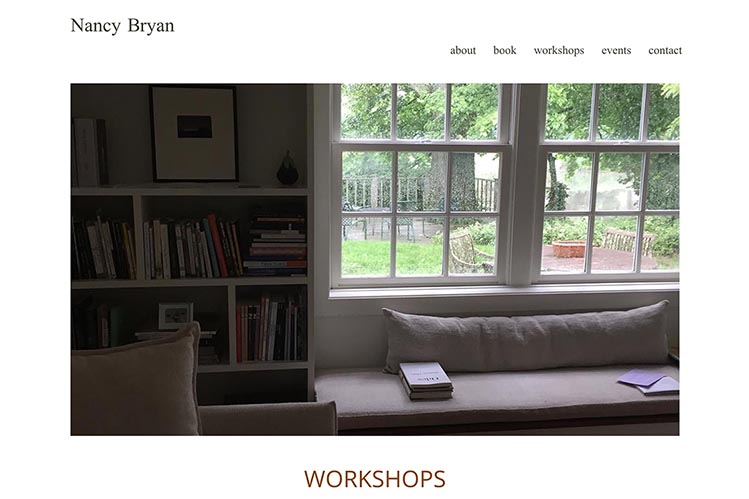 web design for a writer and teacher - workshops page