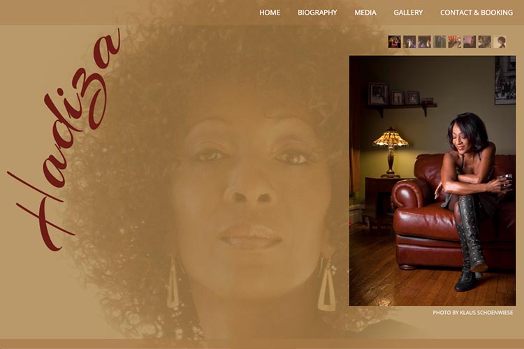 web design for a jazz singer - gallery page