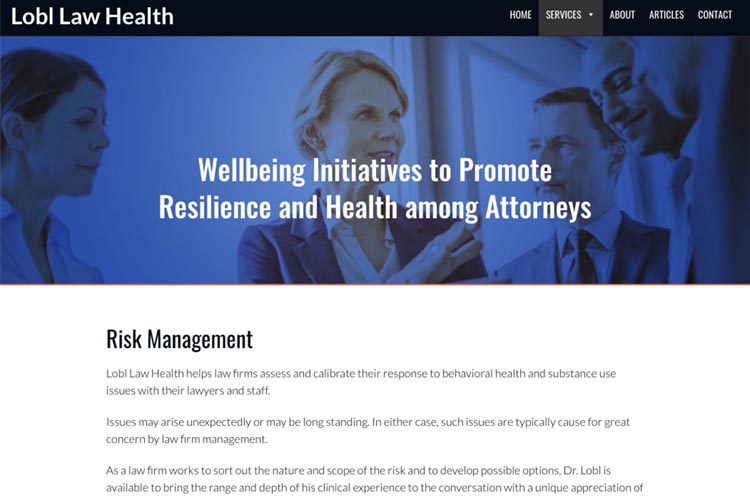 web design for a law firm health consultant - risk management page