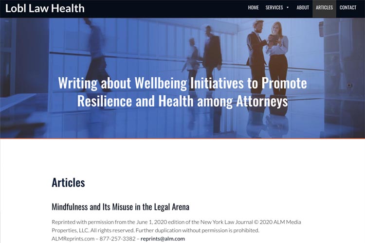 esign for a law firm health consultant - articles page