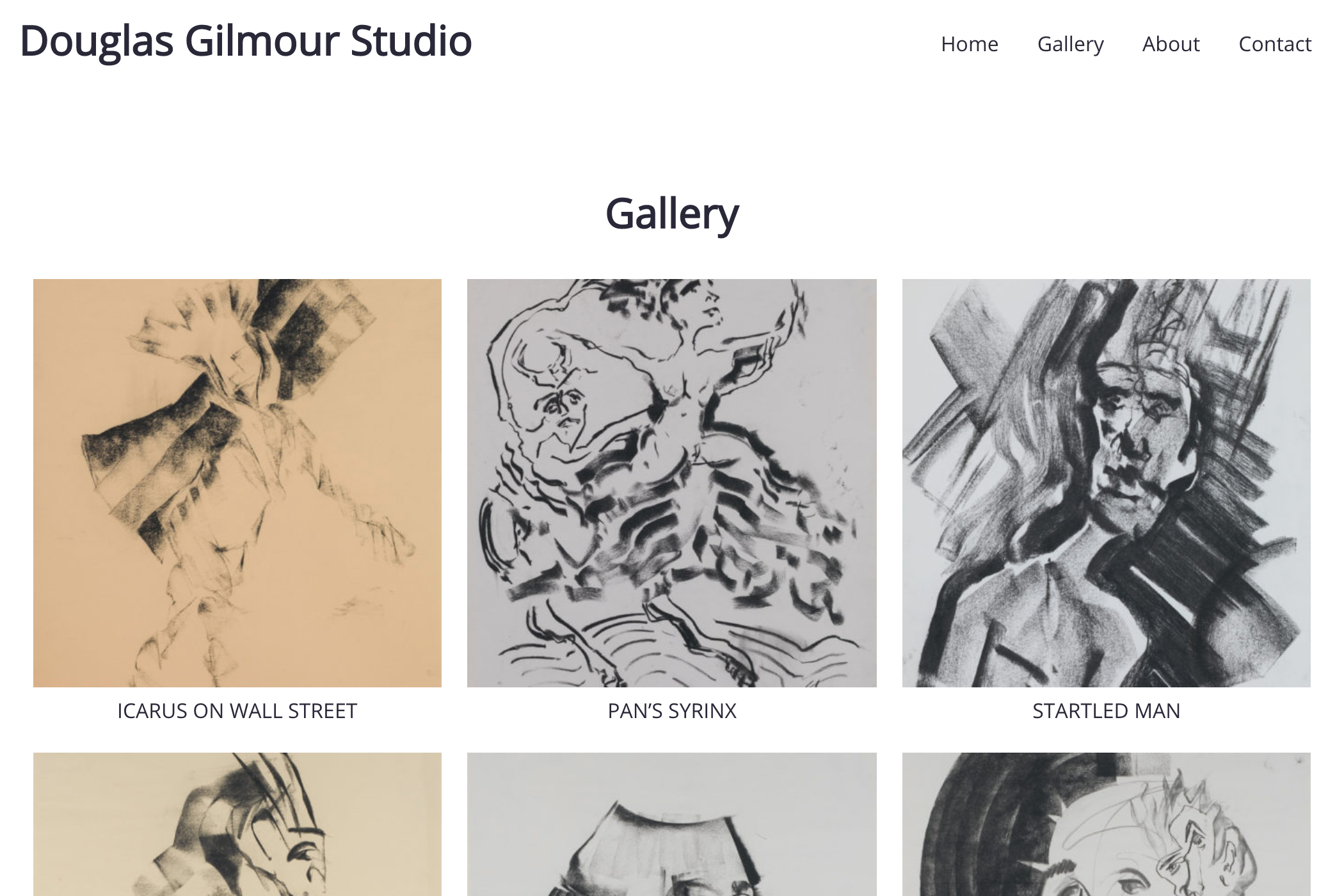 website design for an artist - gallery page