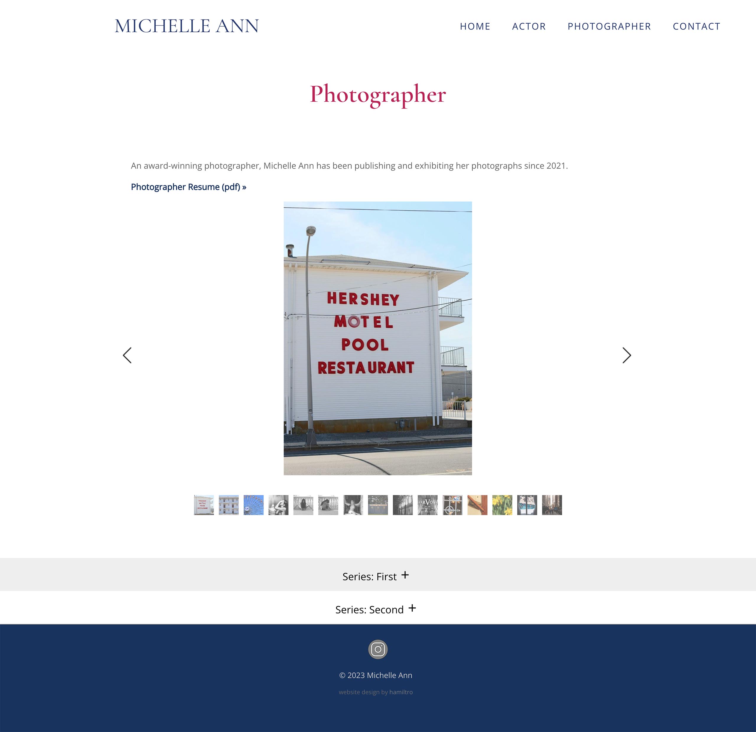 website design for a photographer - portfolio page (short)
