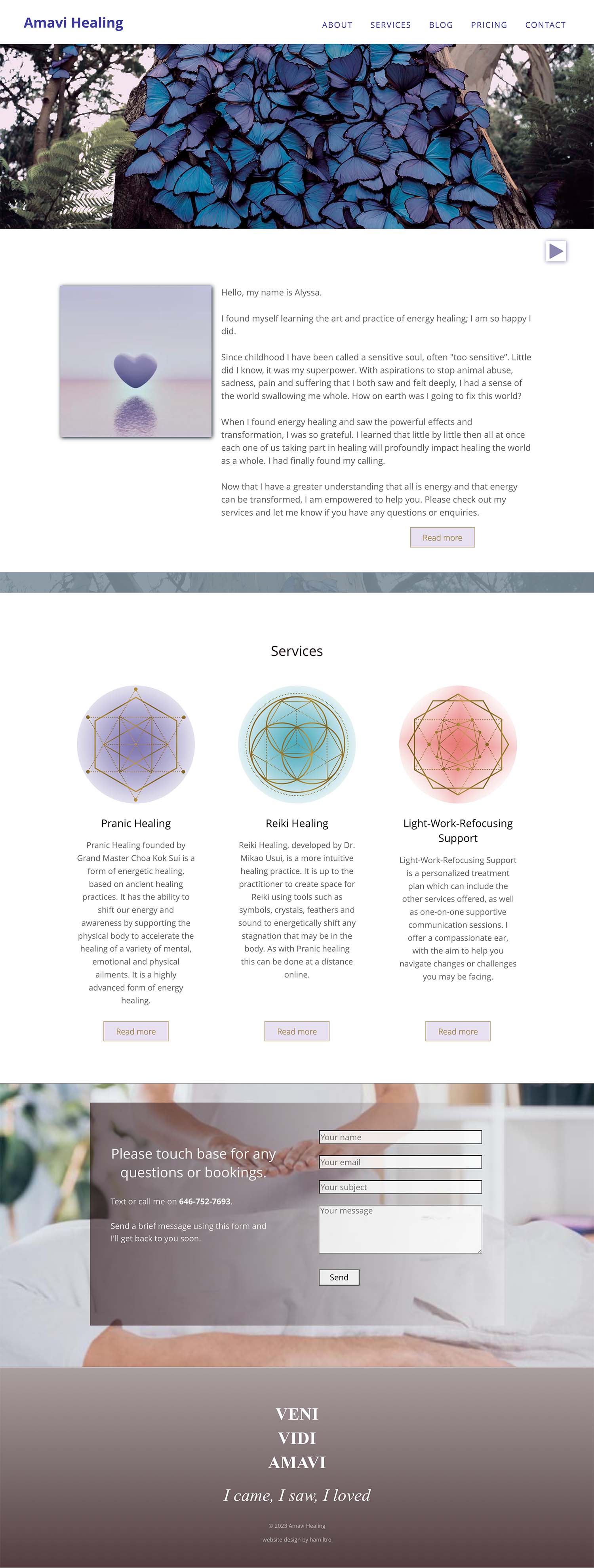 website design for a Reiki healer