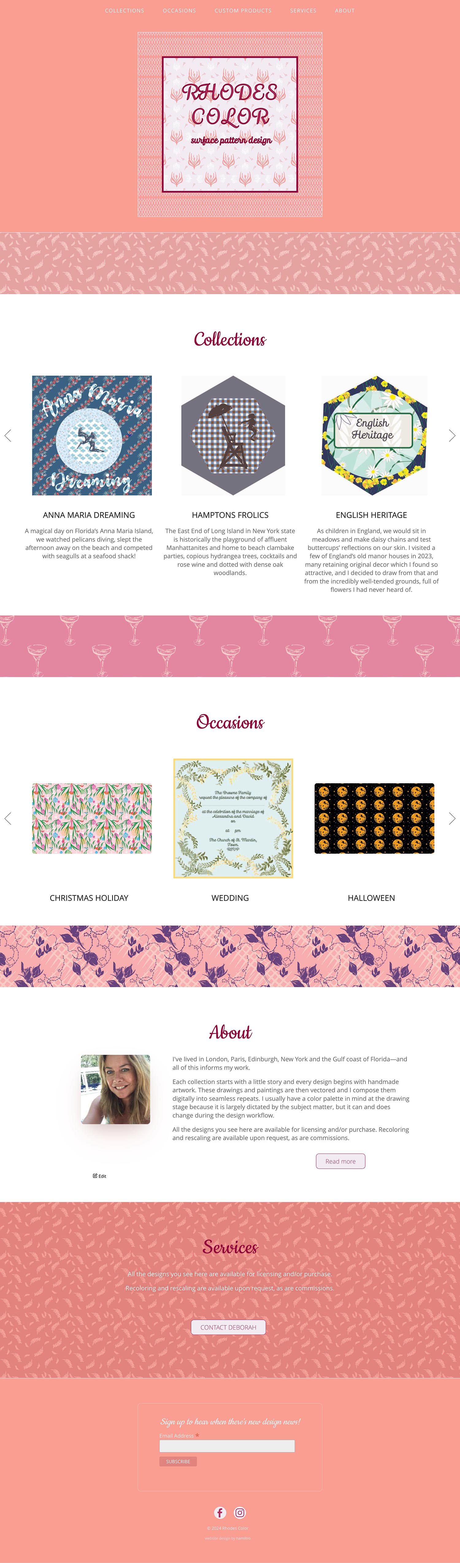 website design for a surface pattern designer